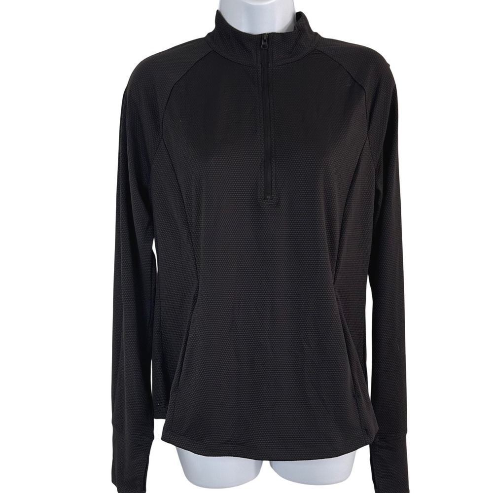NWT Tommy Bahama Golf Women's L Black Textured Honeycomb 1/2 Zip Pullover Sport